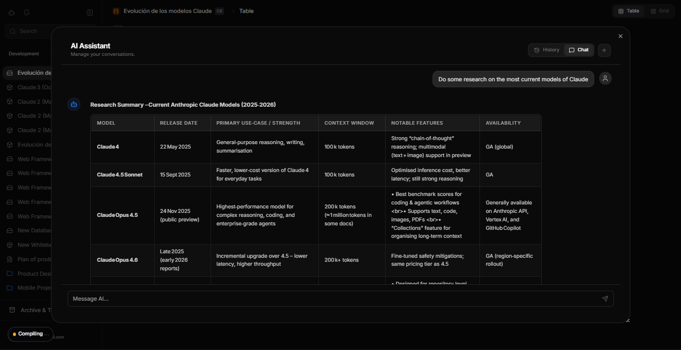 Screenshot of the app working