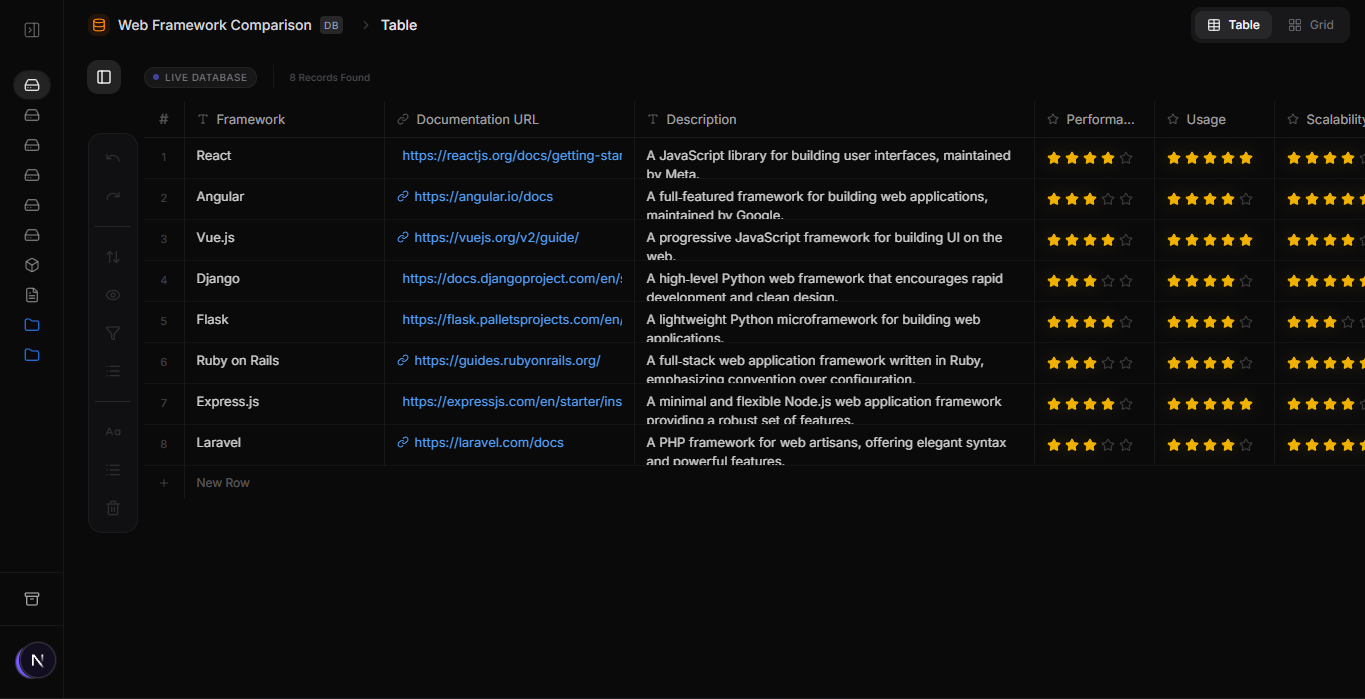 Screenshot of the app working