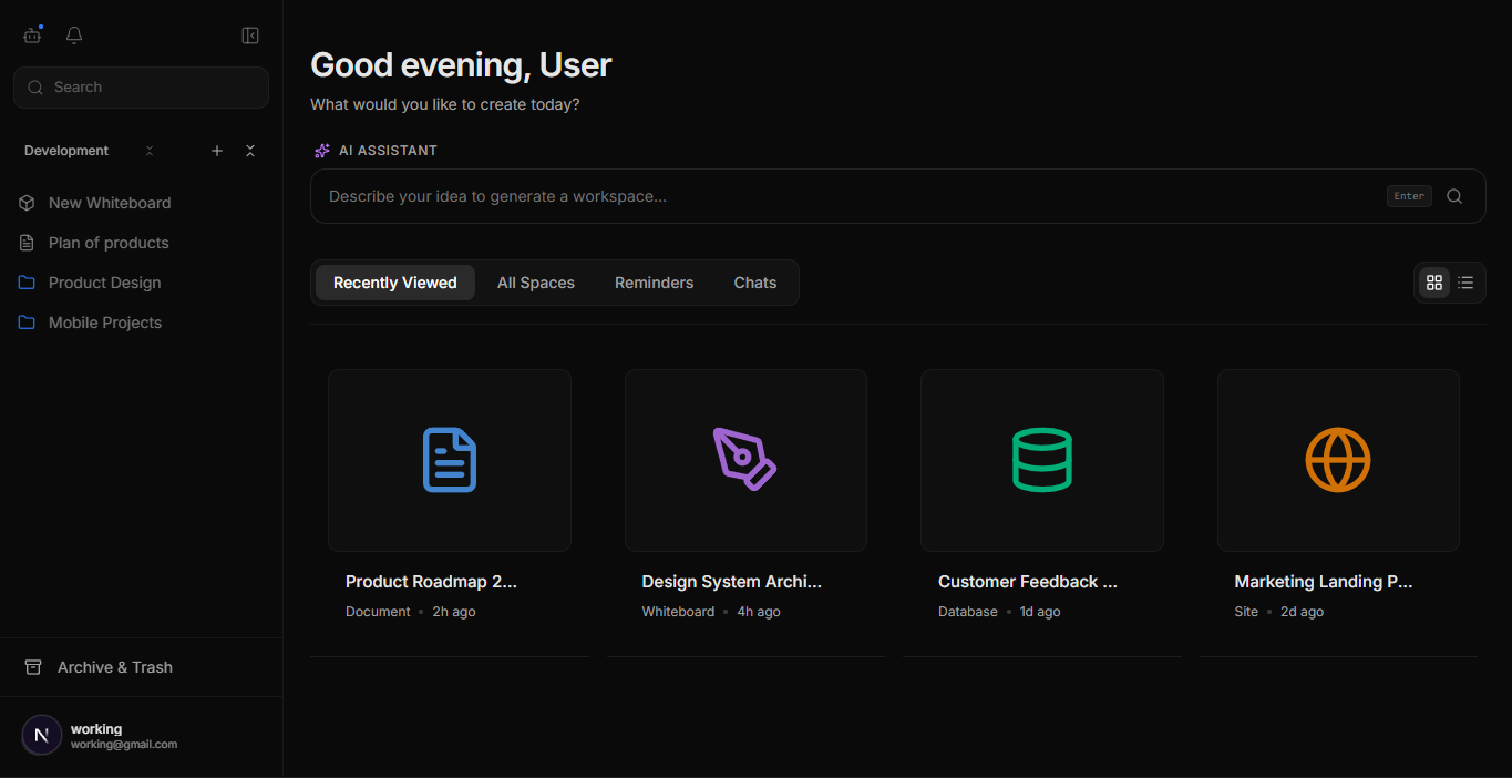 Screenshot of the app working