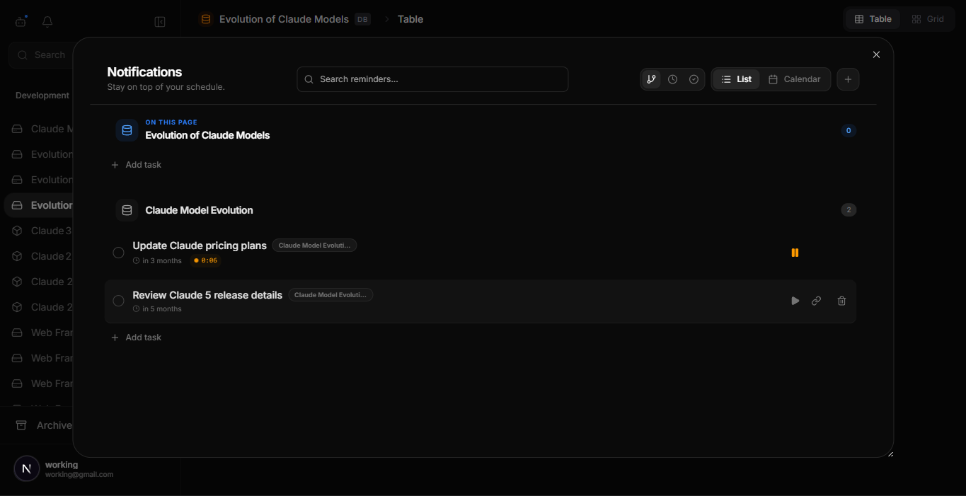 Screenshot of the app working