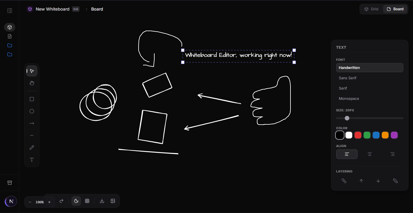 Screenshot of the app working